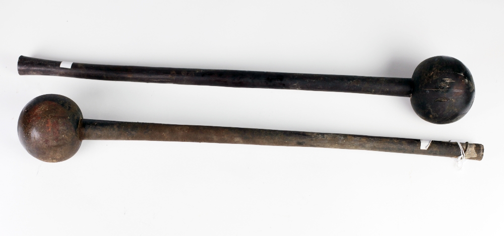 A pair of 19th Century wooden Knobkerries, each approx. 63cms (25").