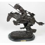 After Frederic Remington (1861 - 1909) "The Cheyenne," bronze on marble,