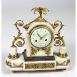 A very attractive French 19th Century Neo-classical ormolu mounted white marble Mantle Clock,