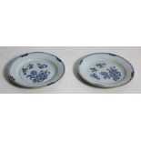 A pair of 19th Century Chinese blue and white Plates, with central floral decoration and rim,