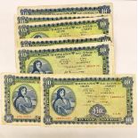 Irish Currency: Lady Lavery Series: £10 pound Notes Banc Ceannais na hEireann 1970 - 1974,