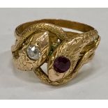 A Gift from Elvis An attractive and unusual gold interwoven and shaped "Serpent" Ring,