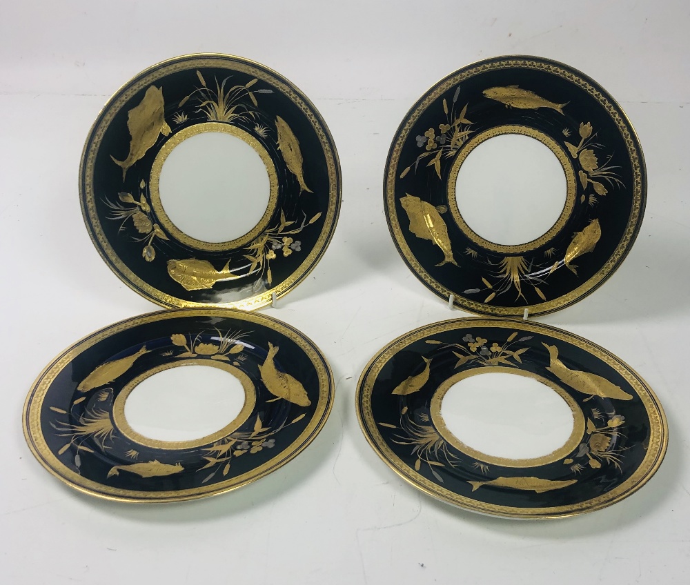 A set of 10 fine quality 19th Century porcelain "Fish" Plates, by Davis Collamore, New York,
