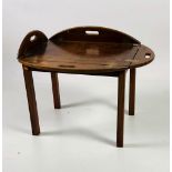 An attractive mahogany brass bound drop side Butler Tray on stand.