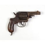 An antique Smith & Wesson "The American Bullock" Revolver, with honeycomb design and wooden handle.