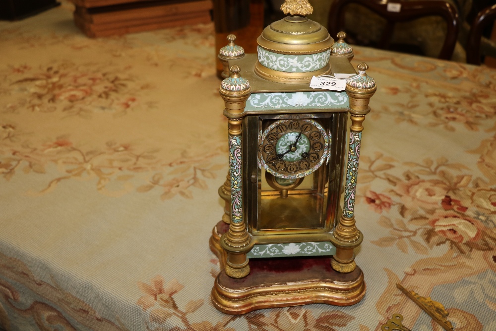 An attractive 19th Century ormolu Champleve and Jasperware design French Mantle Clock, - Image 2 of 7