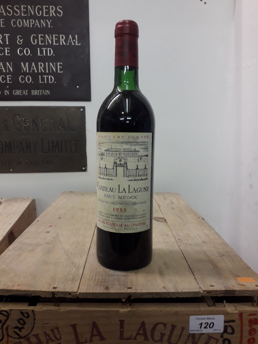Bordeaux Red 1983 Ch. La Lagune, three cases.
