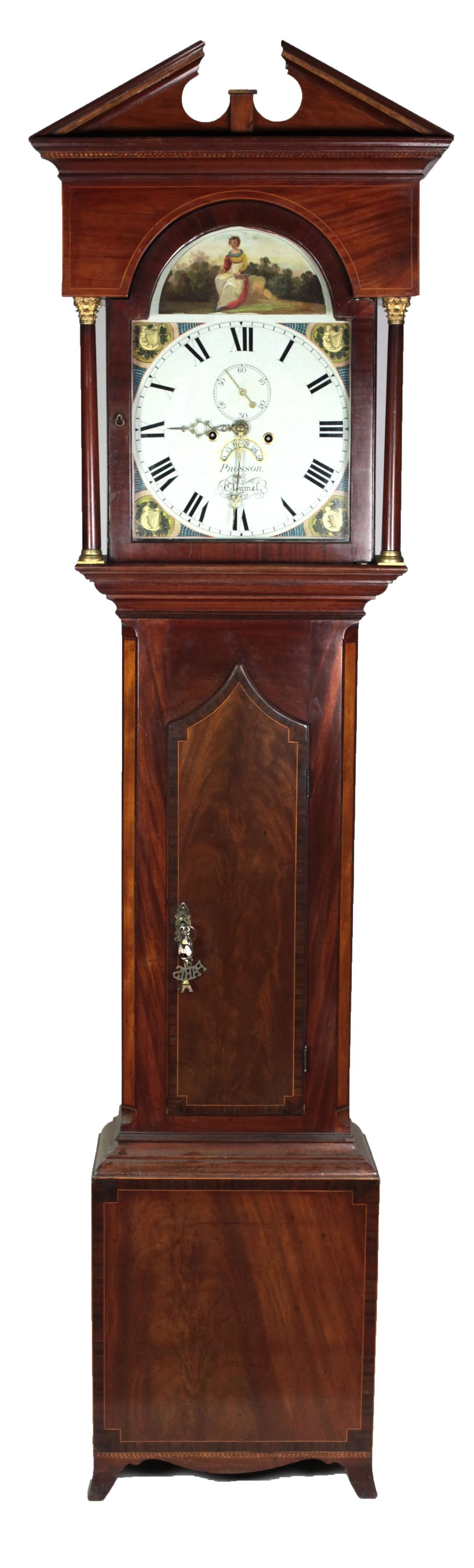 A 19th Century mahogany framed and inlaid Grandfather Clock,