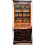 A pair of fine quality Chinese Chippendale style mahogany Bureau Bookcases, by O'Connell's of Cork,