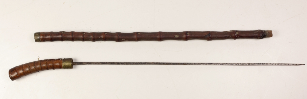 A 19th Century bamboo design Walking Stick, with concealed dagger, approx. - Image 2 of 3