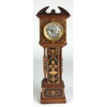 A very attractive Edwardian miniature rosewood and marquetry Longcase Clock,