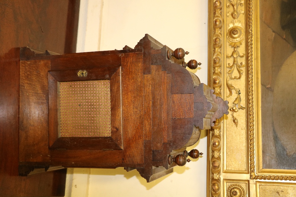 An Edwardian carved walnut Mantle Clock, the square brass dial with silver chapter ring, - Image 4 of 8