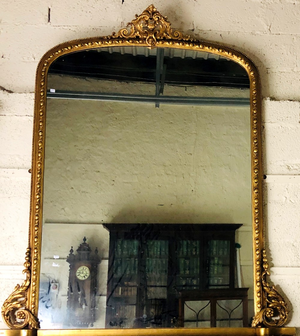 A Victorian style giltwood Overmantel, with decorative cartouche and base, approx.