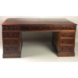 A Victorian period mahogany Irish twin pedestal Partners Desk,