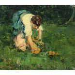 20th Century Impressionist School "The Apple Gatherer," O.O.B.