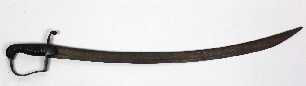 A 19th Century sabre type Sword, with oval blade, single hand guard and leather grip.