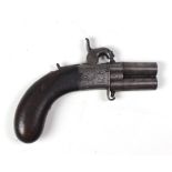 An early 19th Century over and under flintlock Pistol,
