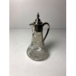 A large Victorian cutglass mallet shaped Decanter and stopper, 36cms high (14").