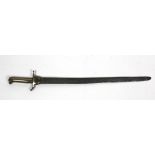 A large early 19th Century steel blade Sword Bayonet, with honeycomb design brass handle,
