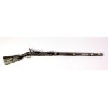 An extremely fine quality Victorian brass inlaid long barrel flintlock Musket,