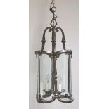 A heavy fine quality French style brass Hall Lantern, with five domed glass sides,
