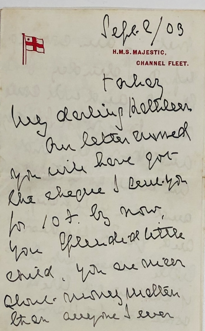 Beresford (Admiral Lord Charles) Holograph Letter dated 2 September 1903 from Admiral Lord Charles