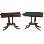 A fine quality pair of Regency period brass inlaid rosewood fold-over Card Tables,