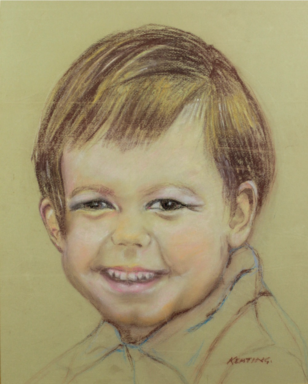 Sean Keating (PRHA 1889 - 1977) "Head of a Smiling Young boy," pastel,