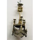 A Louis XVI style ormolu Ceiling Light, with cylindrical support, cherubs,