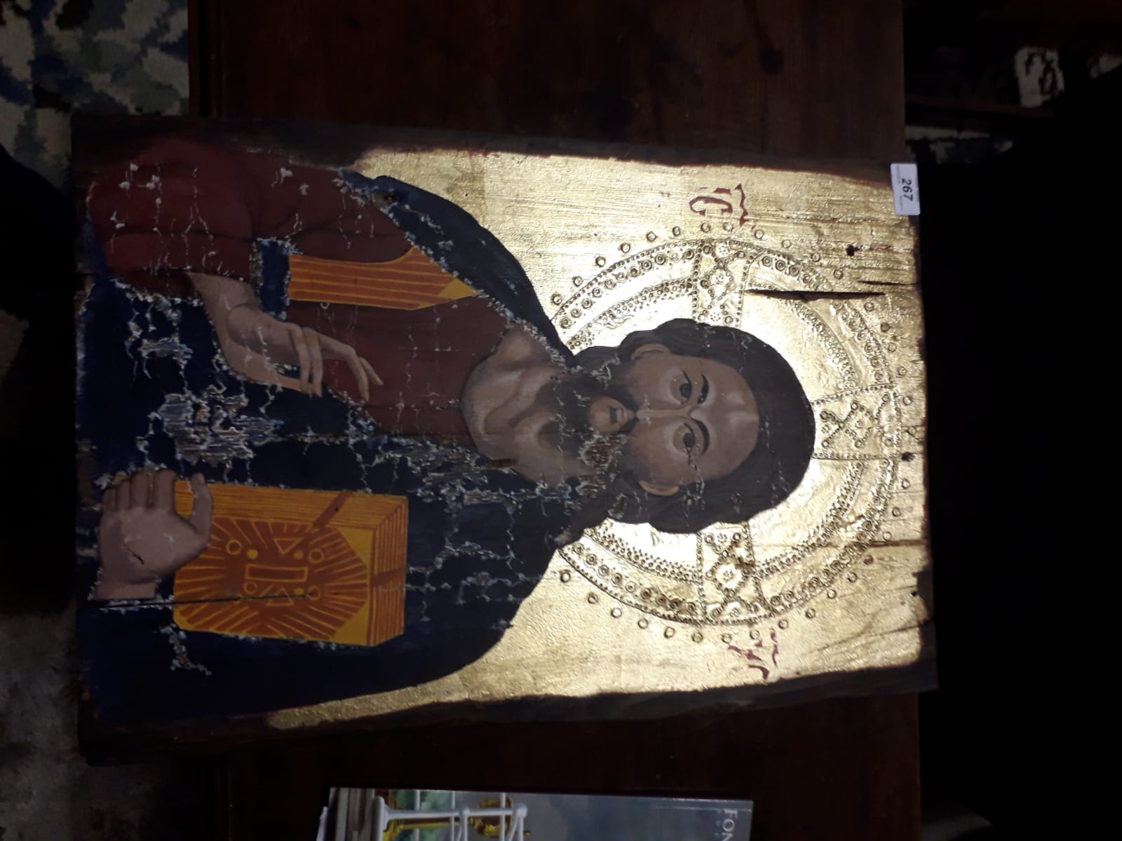 A large late 19th Century / early 20th Century Russian Icon, depicting Jesus Christ, - Image 2 of 4