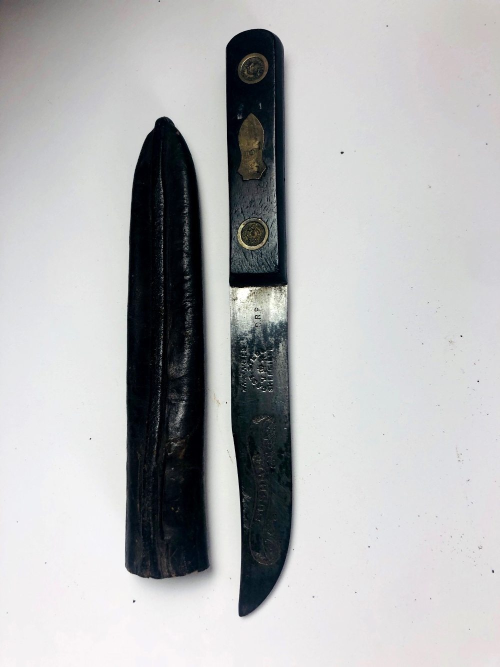 A 19th Century 'Bushman' hunting Knife, with 5" blade stamped "Warranted Cast Steel V.R.