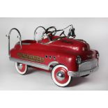 A Dexton Fire Fighter Comet Sedan peddle Chair, FD1, Fire Fighter Engine 23, painted red with bell.