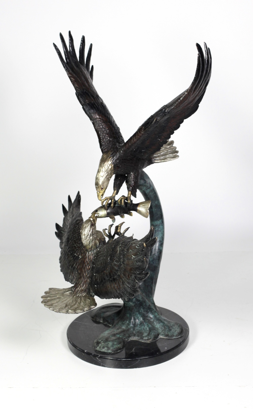 21st Century American School A fine quality bronze Model of two Eagles in flight fighting for a