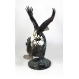 21st Century American School A fine quality bronze Model of two Eagles in flight fighting for a