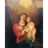 Late 18th Century / Early 19th Century Spanish School "Madonna & Child with the Holy Spirit," O.O.