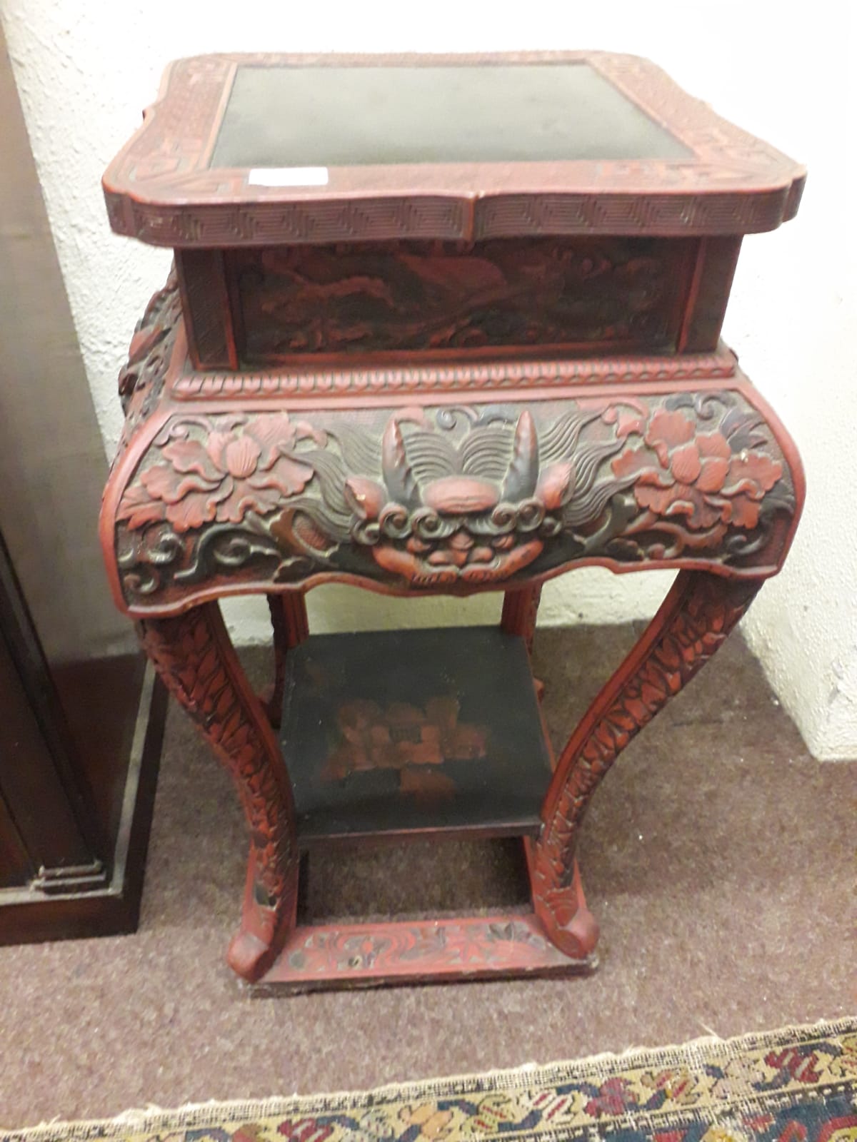 A pair of attractive large late 19th Century Chinese cinnabar Stands, - Image 2 of 6