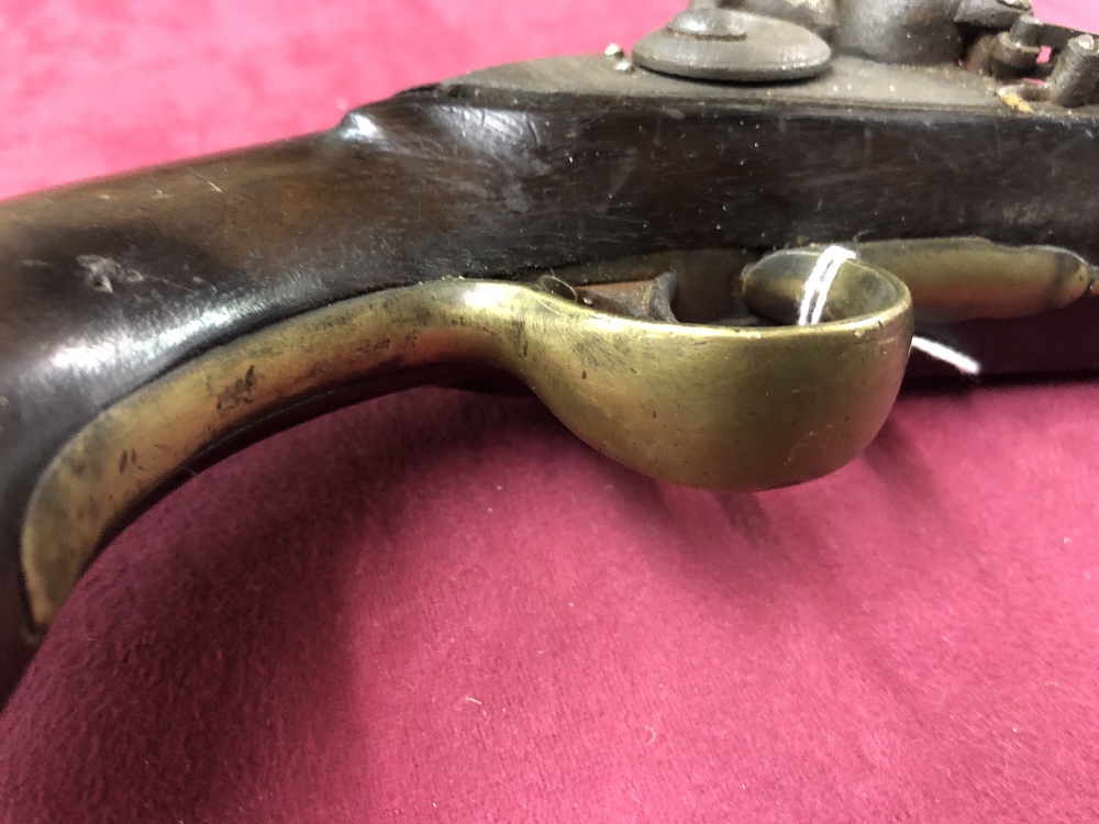 Three antique flintlock Pistols, one with inset and decorative handle, the other plain, - Image 7 of 10