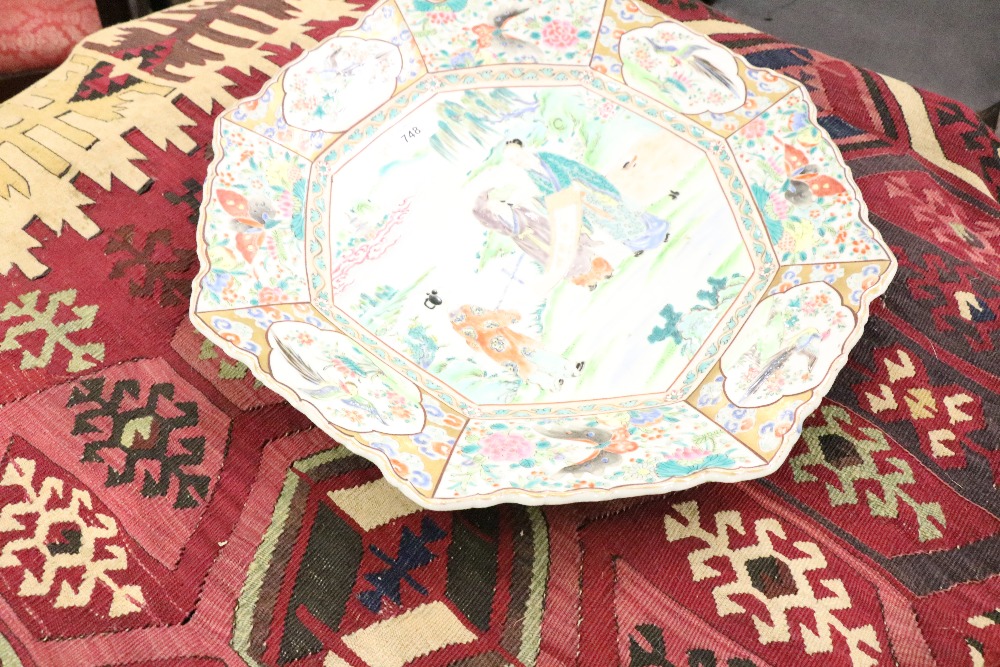A large 19th Century Chinese Famille Verte octagonal Platter, - Image 3 of 5