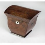 A Regency period mahogany miniature Apprentice bombe shaped dome top Tea Caddy,