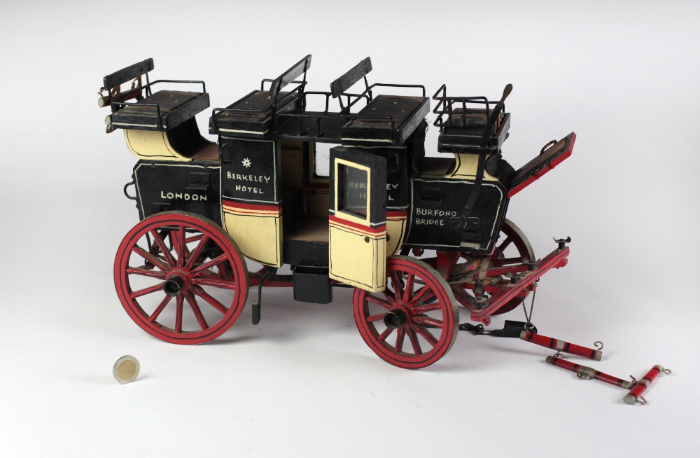 A rare 19th Century "Tally Ho" Carriage, inscribed Berkeley Hotel, London, painted in red,