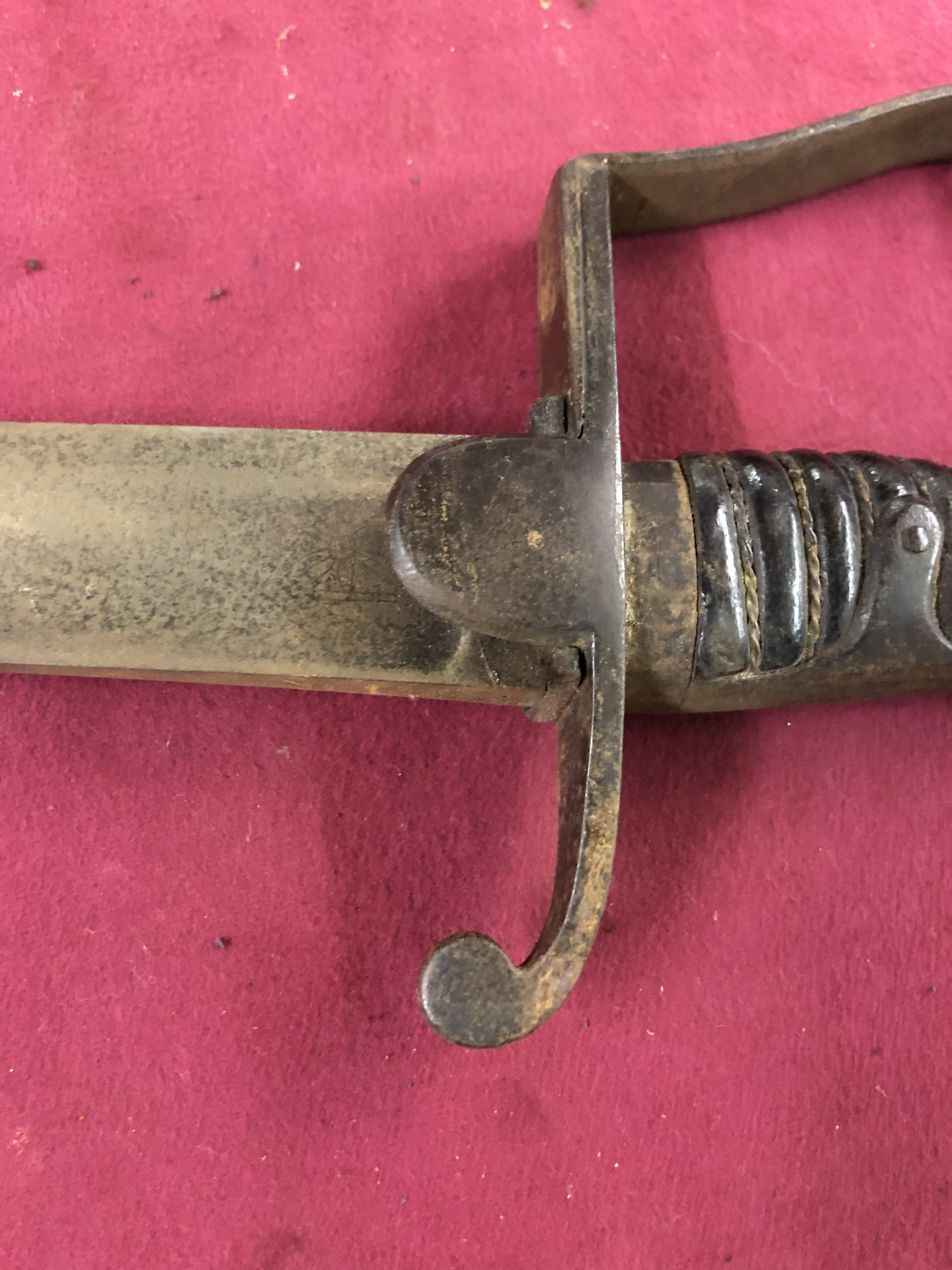 A 19th Century sabre type Sword, with oval blade, single hand guard and leather grip. - Image 5 of 8