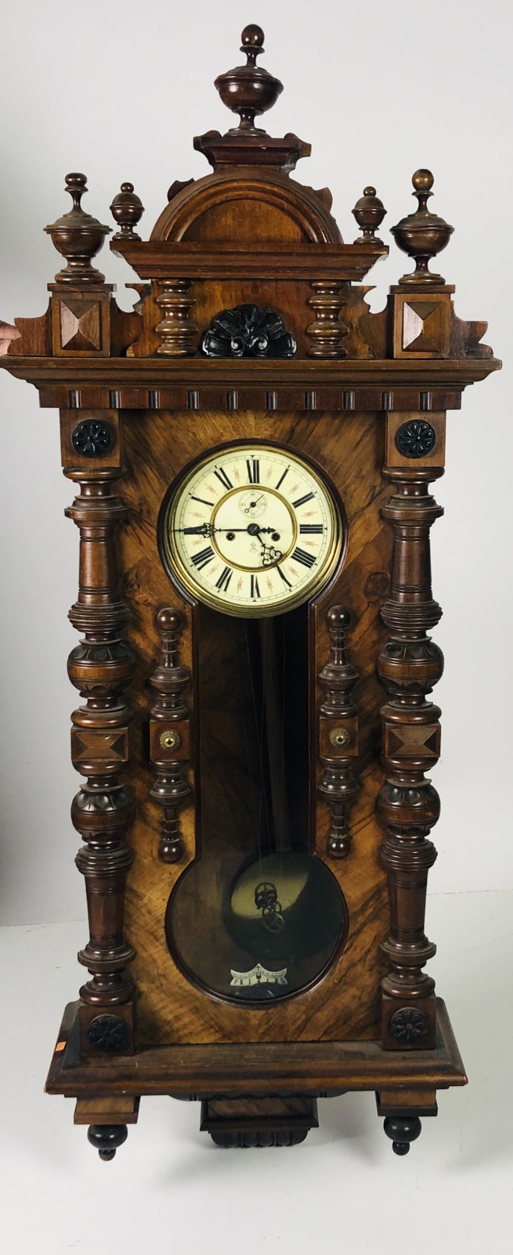 An impressive carved walnut Vienna Wall Clock,