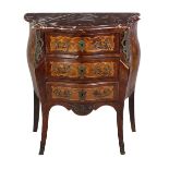An attractive 19th Century French style bombé shaped and marquetry three drawer Commode,