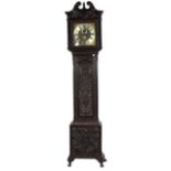 A 19th Century carved oak Grandfather Clock,