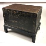 A 19th Century lacquered Chinese Trunk on Stand,