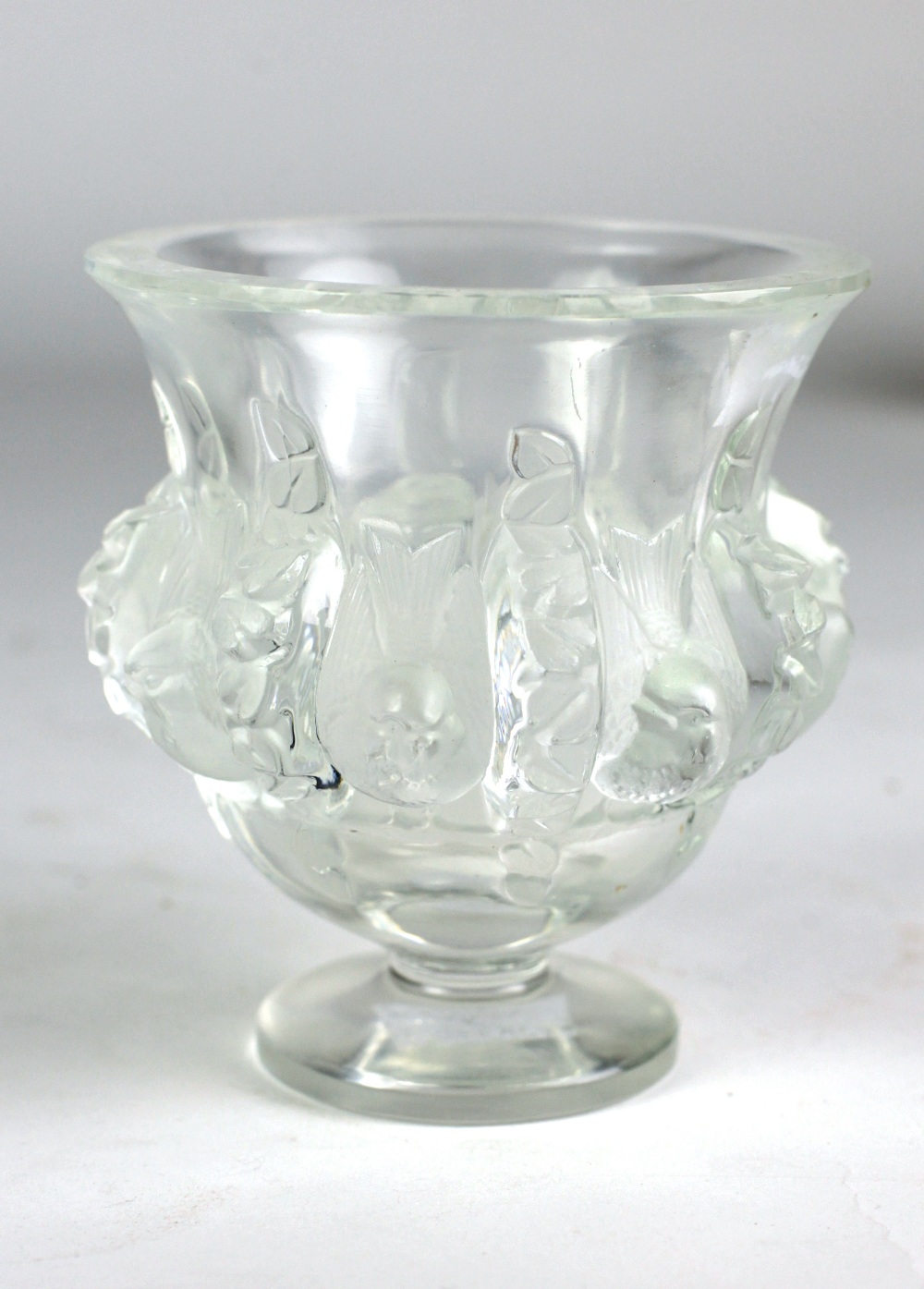 An attractive Lalique opaque glass "Dove" design Bowl, marked on base, 12cms (5") high.