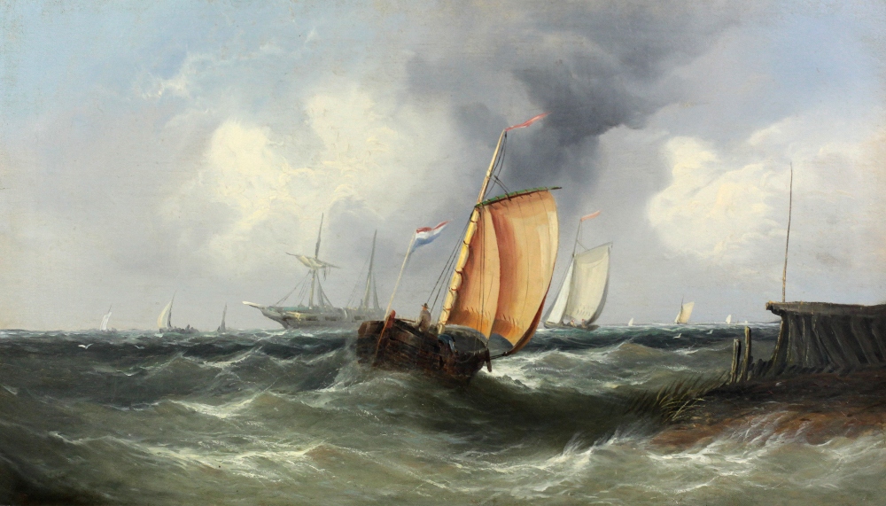 George Mounsey Wheatley Atkinson (1806 - 1884) A pair of attractive large Seascape Paintings - Image 2 of 2