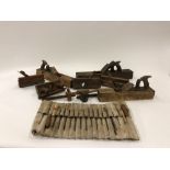Woodworkers Tools: A large collection of 19th Century Woodworkers Tools, various planes, shavers,