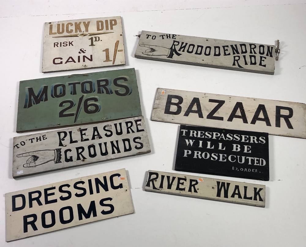 Hand-painted Signs A good collection of hand painted wooden warning and other signs,