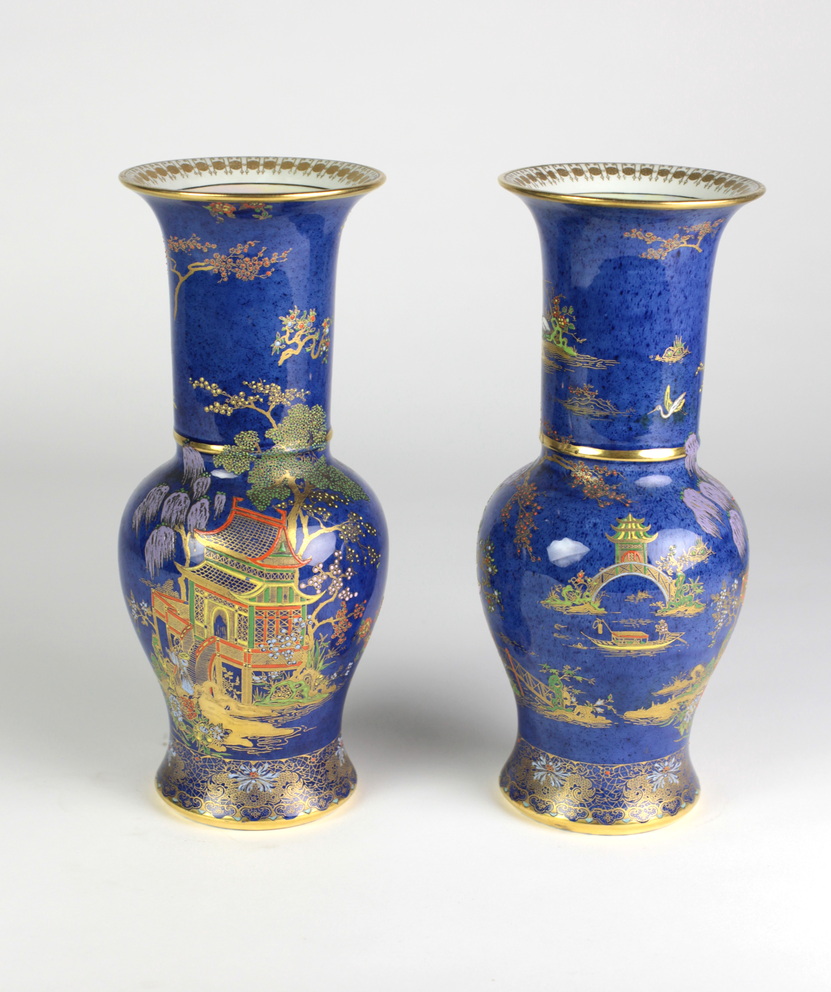 A pair of attractive blue ground Carltonware Vases,
